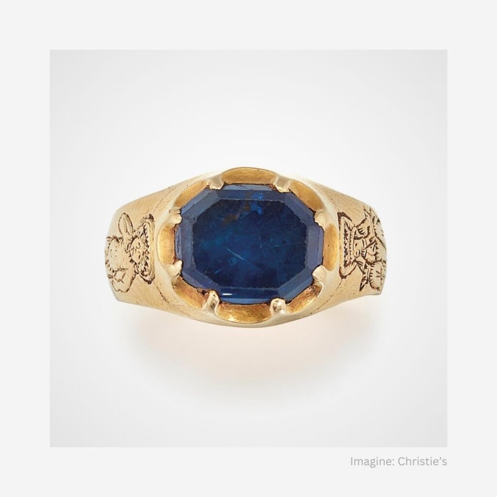 Inel medieval cu safir albastru